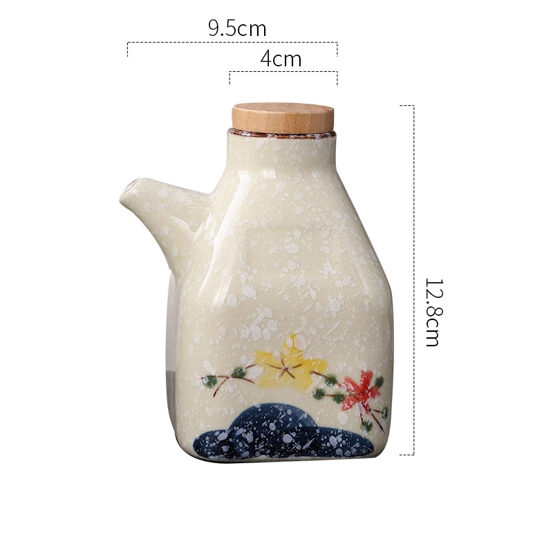 350ML Japanese Style Ceramic Oil Olive Dispenser Soy Sauce Pot Small Vinegar Pot Sauce Jar Oil Bottle Tableware Seasoning Bottle