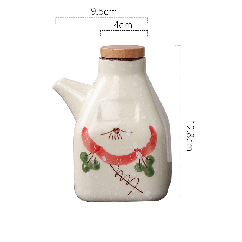 350ML Japanese Style Ceramic Oil Olive Dispenser Soy Sauce Pot Small Vinegar Pot Sauce Jar Oil Bottle Tableware Seasoning Bottle