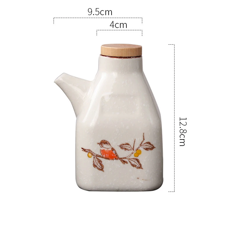 350ML Japanese Style Ceramic Oil Olive Dispenser Soy Sauce Pot Small Vinegar Pot Sauce Jar Oil Bottle Tableware Seasoning Bottle