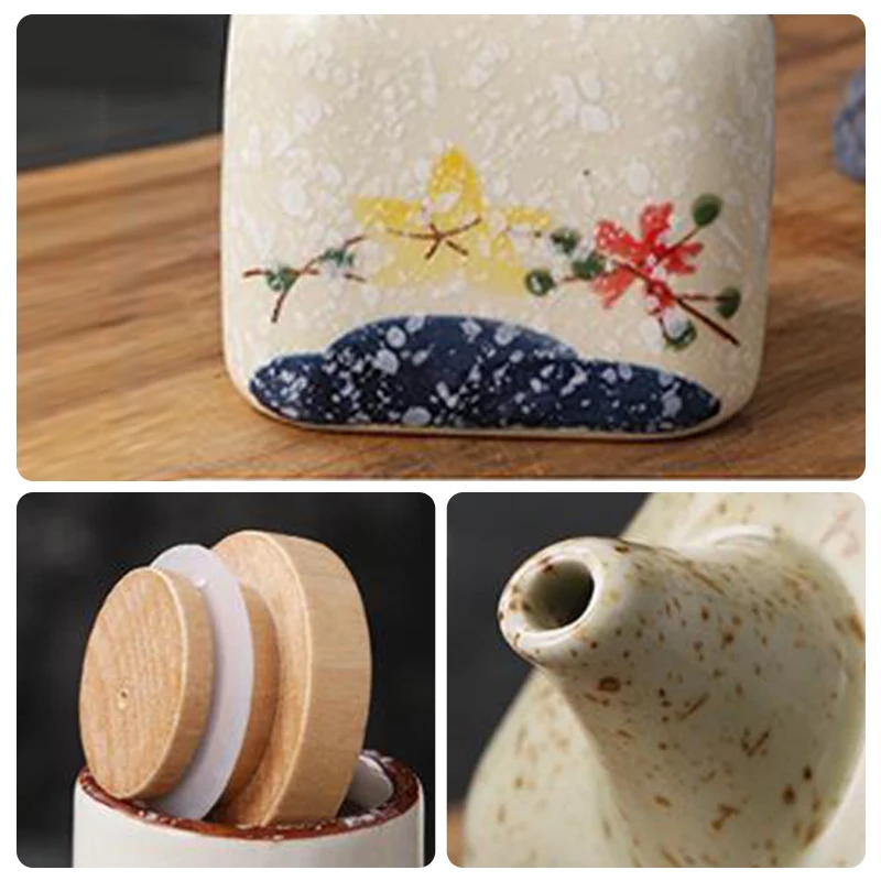 350ML Japanese Style Ceramic Oil Olive Dispenser Soy Sauce Pot Small Vinegar Pot Sauce Jar Oil Bottle Tableware Seasoning Bottle