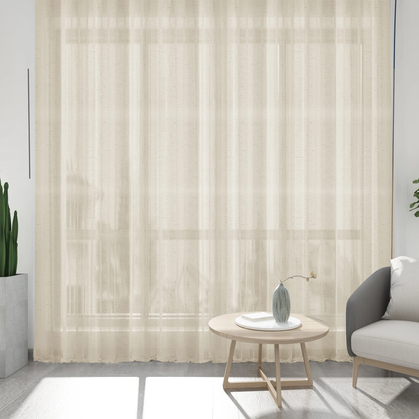 Natural Linen Voile Curtain 132CM Drop Net Curtains Light Filtering Window Sheer Shades Sheer Curtains for Bedroom Living Room