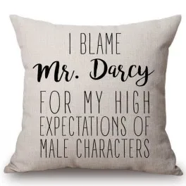 18" Square Floral Jane Austen Quotation Letter Print Sofa throw pillow cover case cotton Linen Nordic Masterpiece Cushion Cover