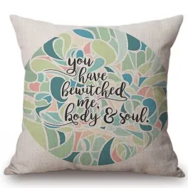 18" Square Floral Jane Austen Quotation Letter Print Sofa throw pillow cover case cotton Linen Nordic Masterpiece Cushion Cover
