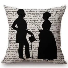 18" Square Floral Jane Austen Quotation Letter Print Sofa throw pillow cover case cotton Linen Nordic Masterpiece Cushion Cover