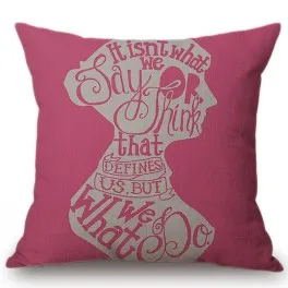 18" Square Floral Jane Austen Quotation Letter Print Sofa throw pillow cover case cotton Linen Nordic Masterpiece Cushion Cover