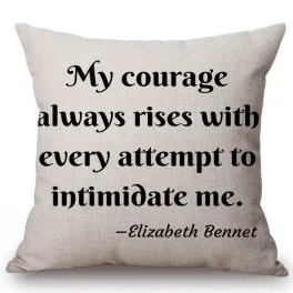 18" Square Floral Jane Austen Quotation Letter Print Sofa throw pillow cover case cotton Linen Nordic Masterpiece Cushion Cover