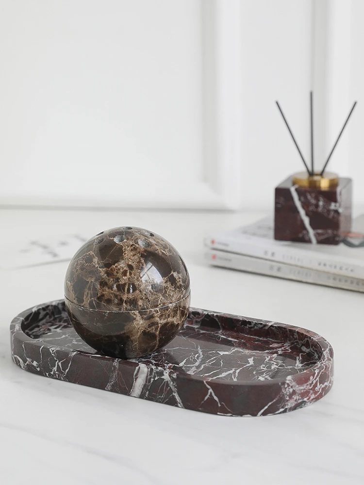 Real Luxurious Marble Vanity Tray for Perfume Candles Jewelry Luxury Calacatta Marble Tray for Home Decor