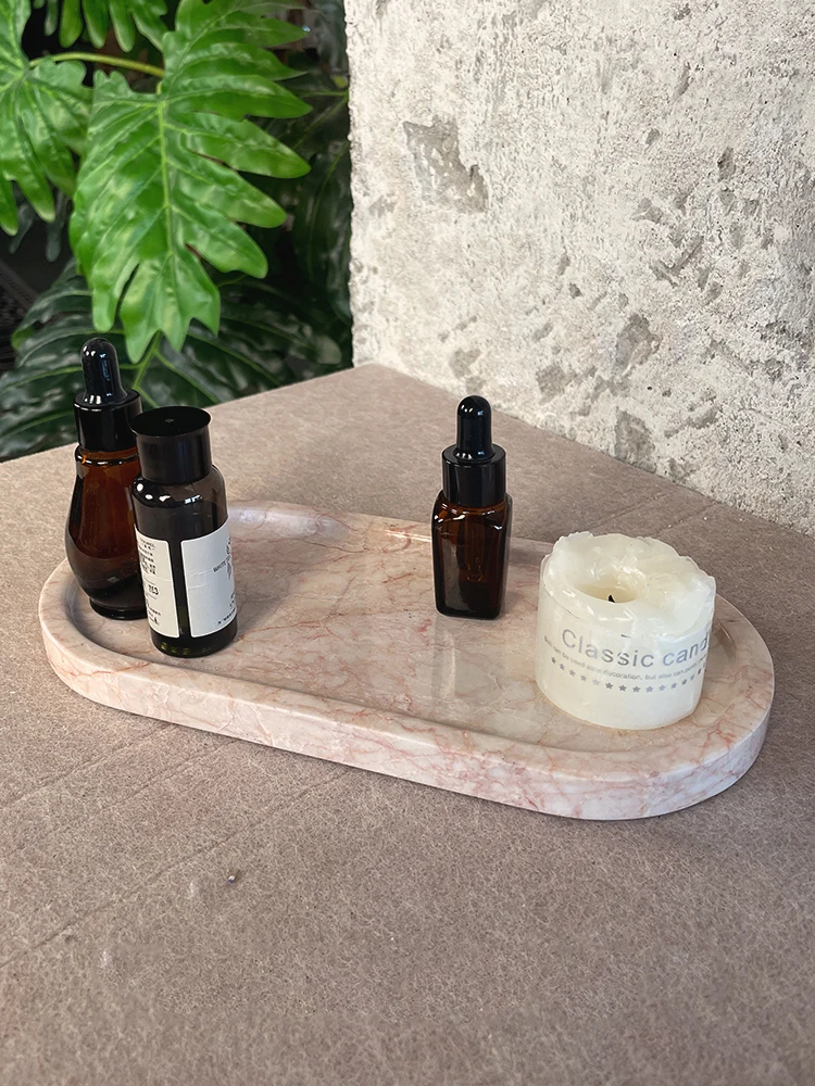 Real Luxurious Marble Vanity Tray for Perfume Candles Jewelry Luxury Calacatta Marble Tray for Home Decor