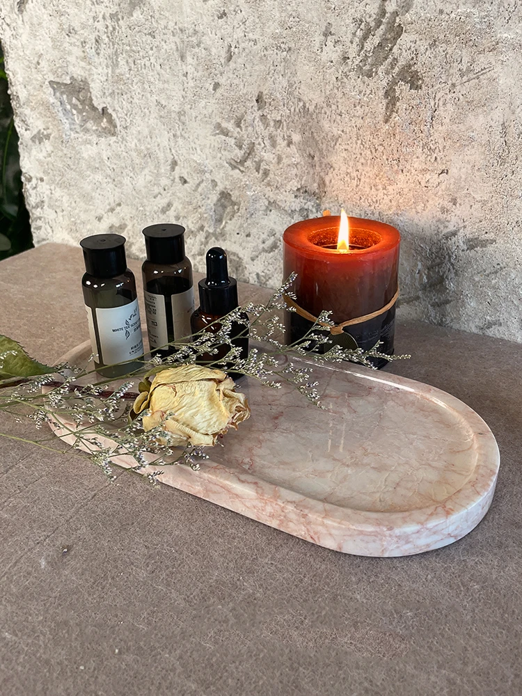 Real Luxurious Marble Vanity Tray for Perfume Candles Jewelry Luxury Calacatta Marble Tray for Home Decor