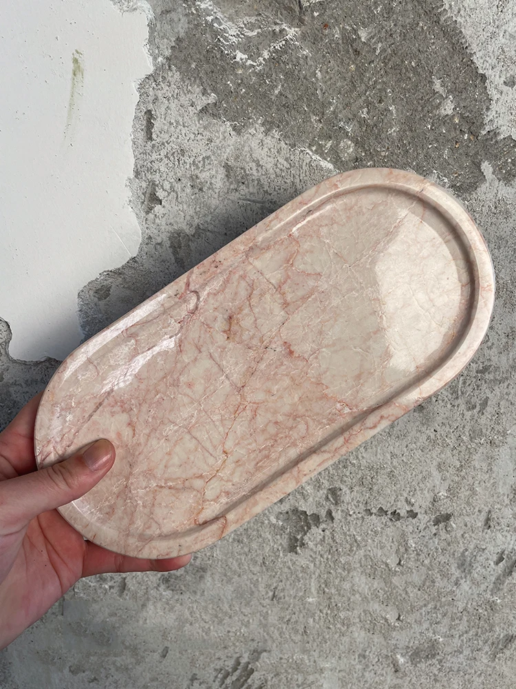 Real Luxurious Marble Vanity Tray for Perfume Candles Jewelry Luxury Calacatta Marble Tray for Home Decor