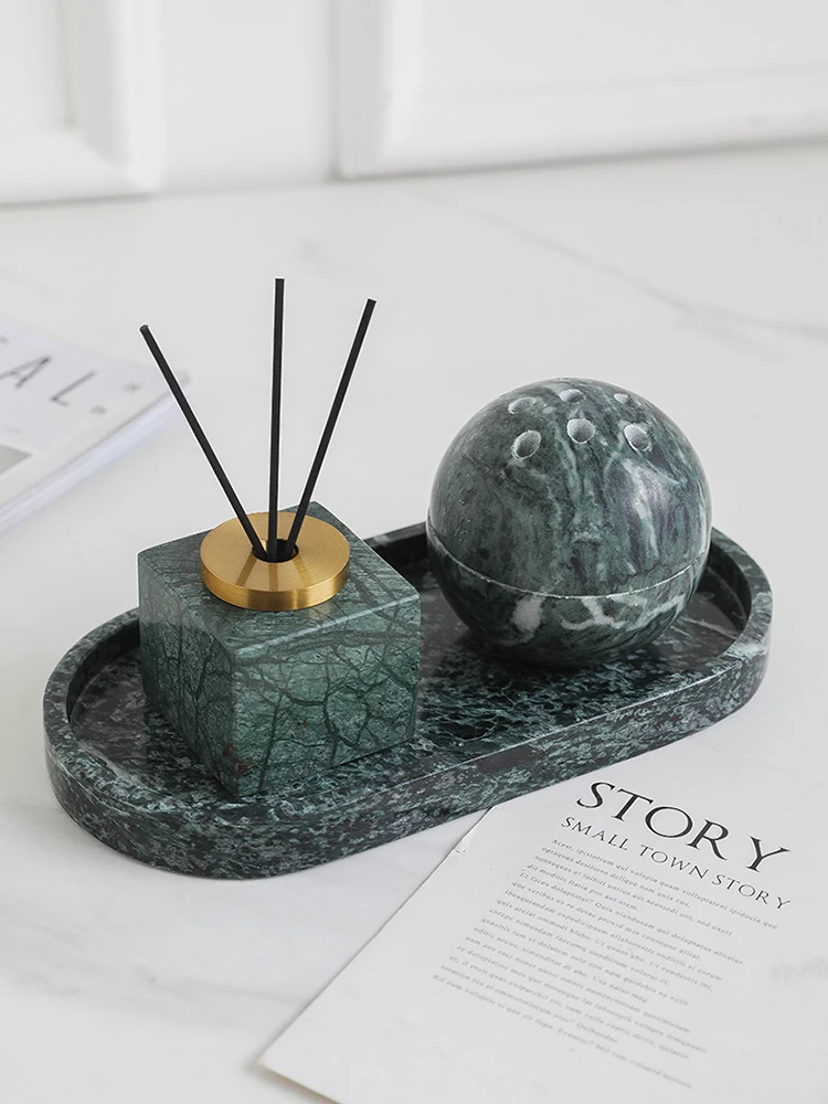 Real Luxurious Marble Vanity Tray for Perfume Candles Jewelry Luxury Calacatta Marble Tray for Home Decor