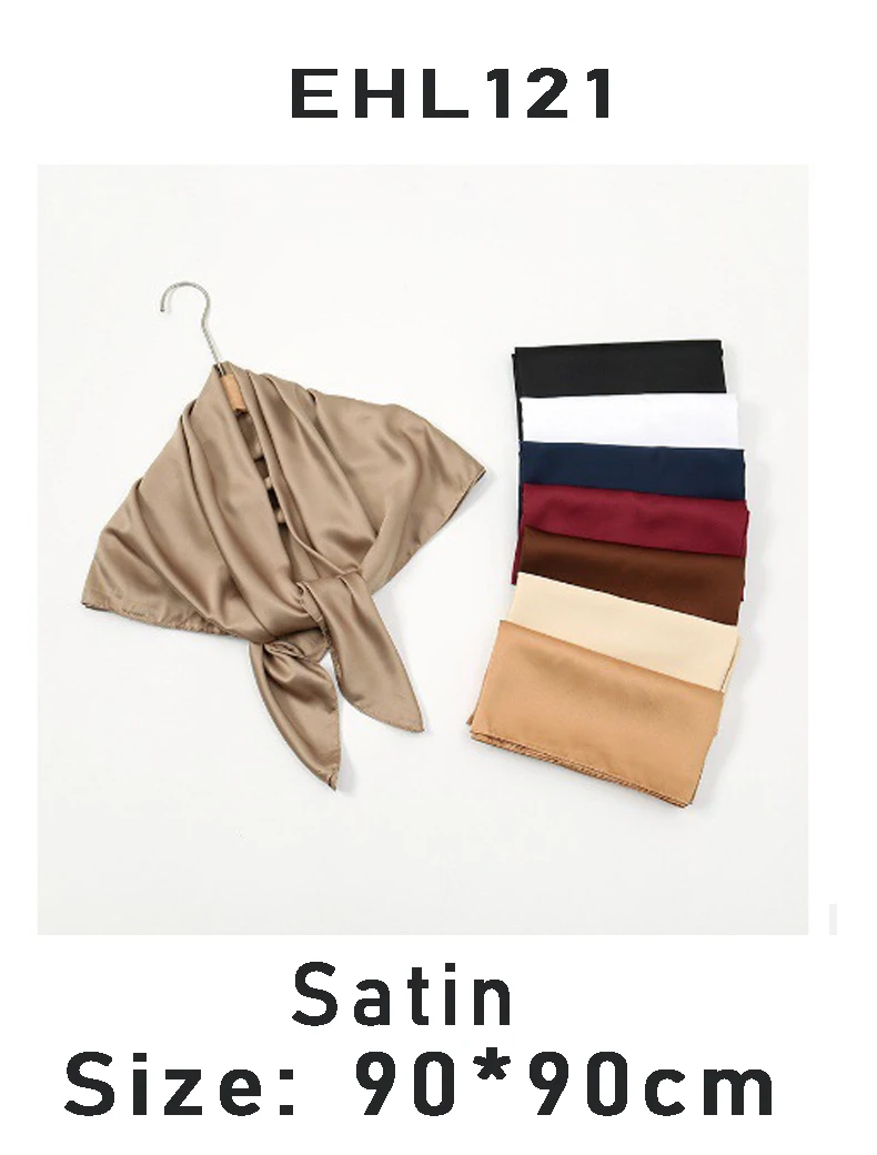 Plain Wrinkle Square Pleated Scarf Satin Shawls Wrap Stole Muslim Hijab 90*90cm Malaysia Kerchief Bandanas Headband Silk Scarves