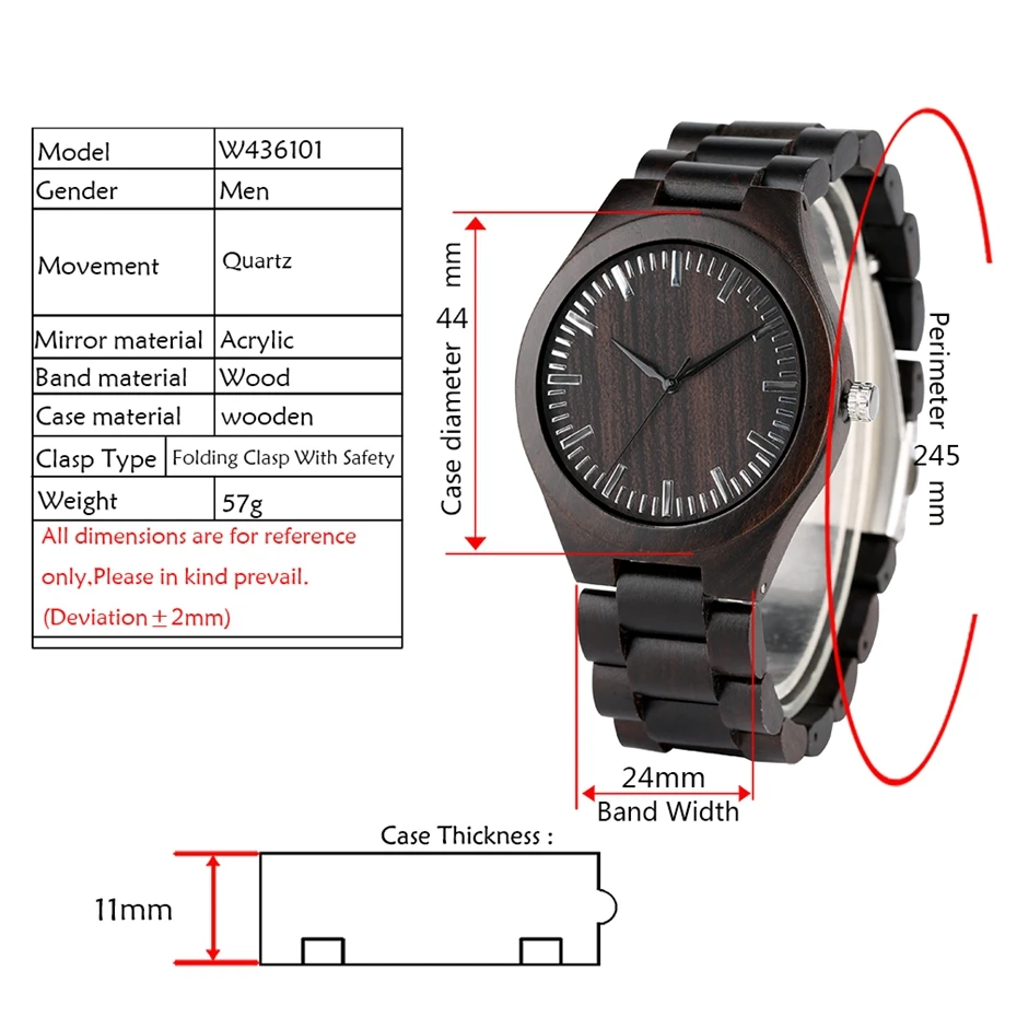 Retro Wood Watches for Men Clock Male Casual Light Ebony Wood Man Full Natural Band Quartz Men's Wrist Watches Relogio Masculino