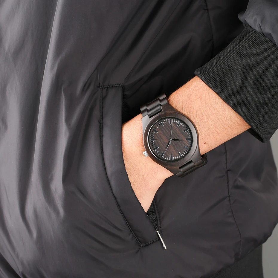 Retro Wood Watches for Men Clock Male Casual Light Ebony Wood Man Full Natural Band Quartz Men's Wrist Watches Relogio Masculino