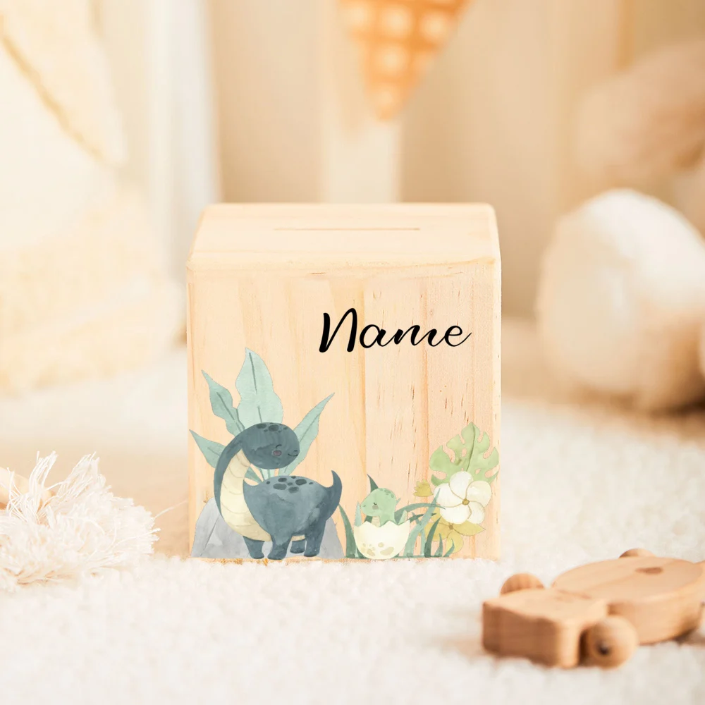 Personalized Wooden Money Box for Kid Jungle Animal Baby Money Box Delightful Gift for Birth Customized Piggy Bank Easter Gifts