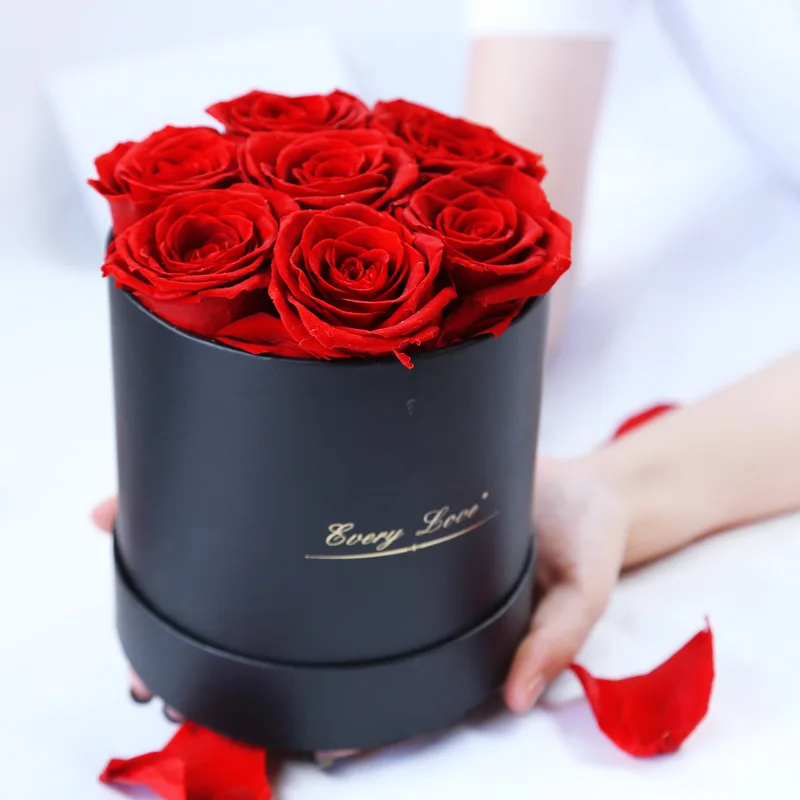 Preserved Rose Flower Round Hug Bucket Gift Box Eternal Flower Immortal Rose Wedding Valentines Day Gift For Girlfriend Mum Wife