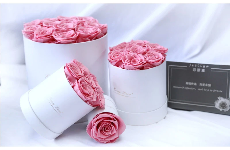 Preserved Rose Flower Round Hug Bucket Gift Box Eternal Flower Immortal Rose Wedding Valentines Day Gift For Girlfriend Mum Wife