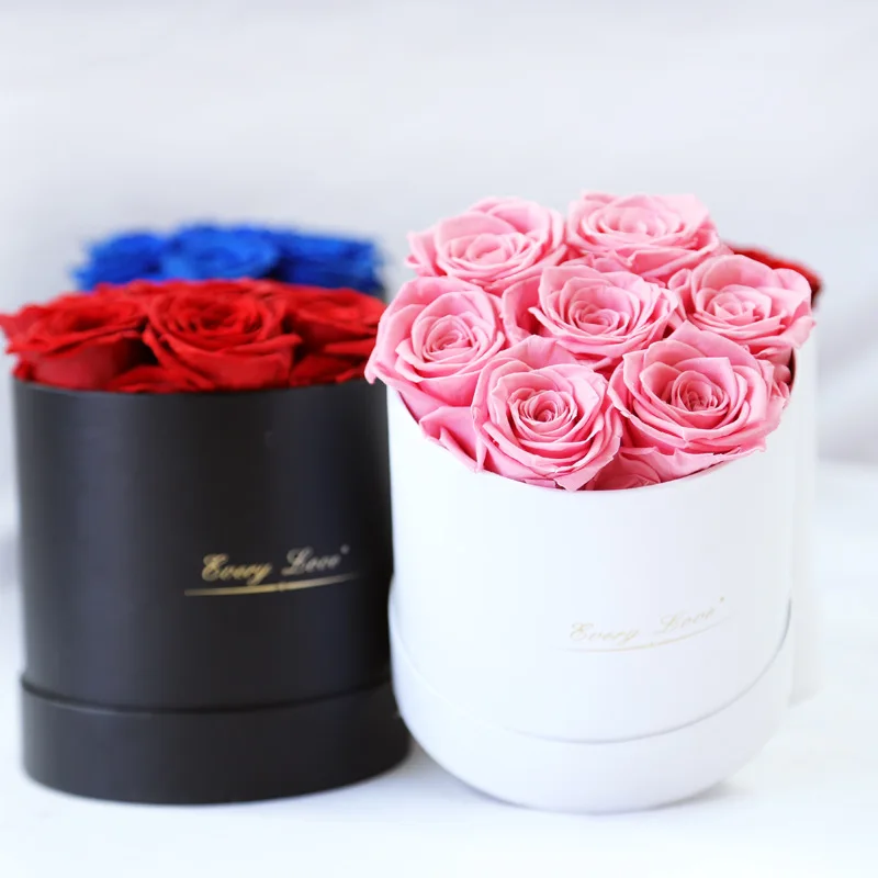 Preserved Rose Flower Round Hug Bucket Gift Box Eternal Flower Immortal Rose Wedding Valentines Day Gift For Girlfriend Mum Wife