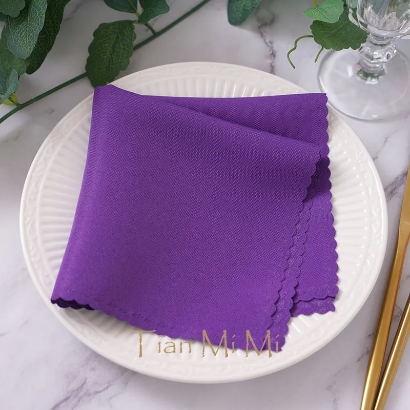 10pcs Napkins Cloth Linen Polyester Diner Handkerchief Hanky for Wedding Party Birthday Banquet Restaurant Supplies 30cm X 30cm