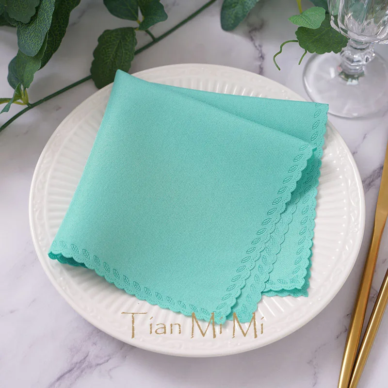 10pcs Napkins Cloth Linen Polyester Diner Handkerchief Hanky for Wedding Party Birthday Banquet Restaurant Supplies 30cm X 30cm