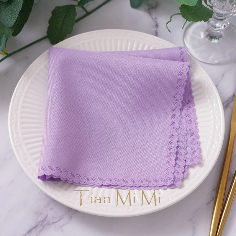 10pcs Napkins Cloth Linen Polyester Diner Handkerchief Hanky for Wedding Party Birthday Banquet Restaurant Supplies 30cm X 30cm