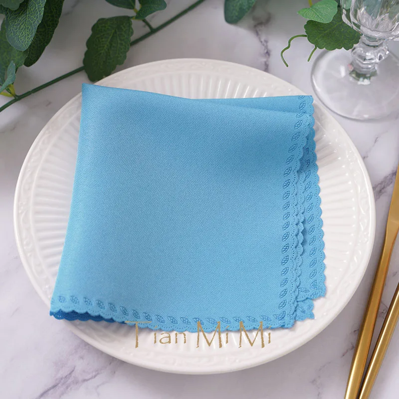 10pcs Napkins Cloth Linen Polyester Diner Handkerchief Hanky for Wedding Party Birthday Banquet Restaurant Supplies 30cm X 30cm