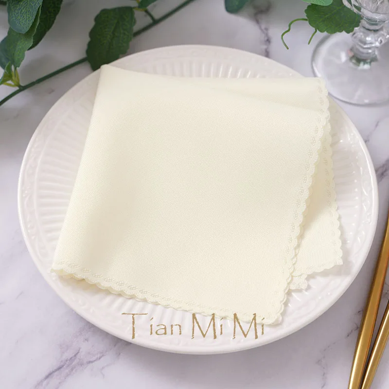 10pcs Napkins Cloth Linen Polyester Diner Handkerchief Hanky for Wedding Party Birthday Banquet Restaurant Supplies 30cm X 30cm