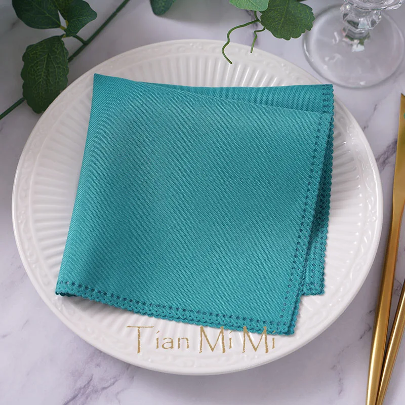 10pcs Napkins Cloth Linen Polyester Diner Handkerchief Hanky for Wedding Party Birthday Banquet Restaurant Supplies 30cm X 30cm