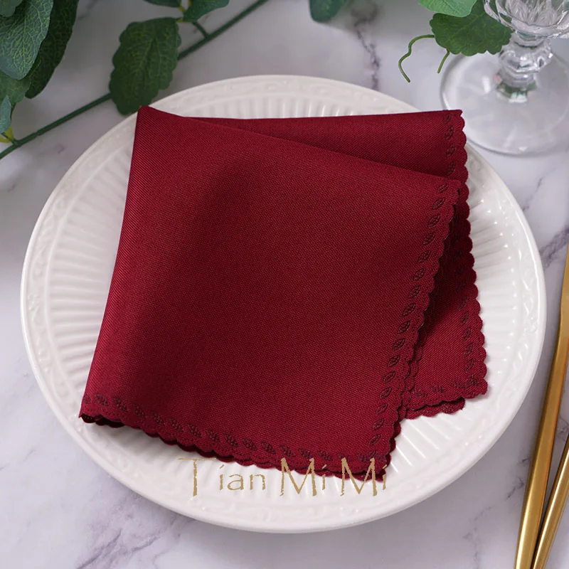 10pcs Napkins Cloth Linen Polyester Diner Handkerchief Hanky for Wedding Party Birthday Banquet Restaurant Supplies 30cm X 30cm