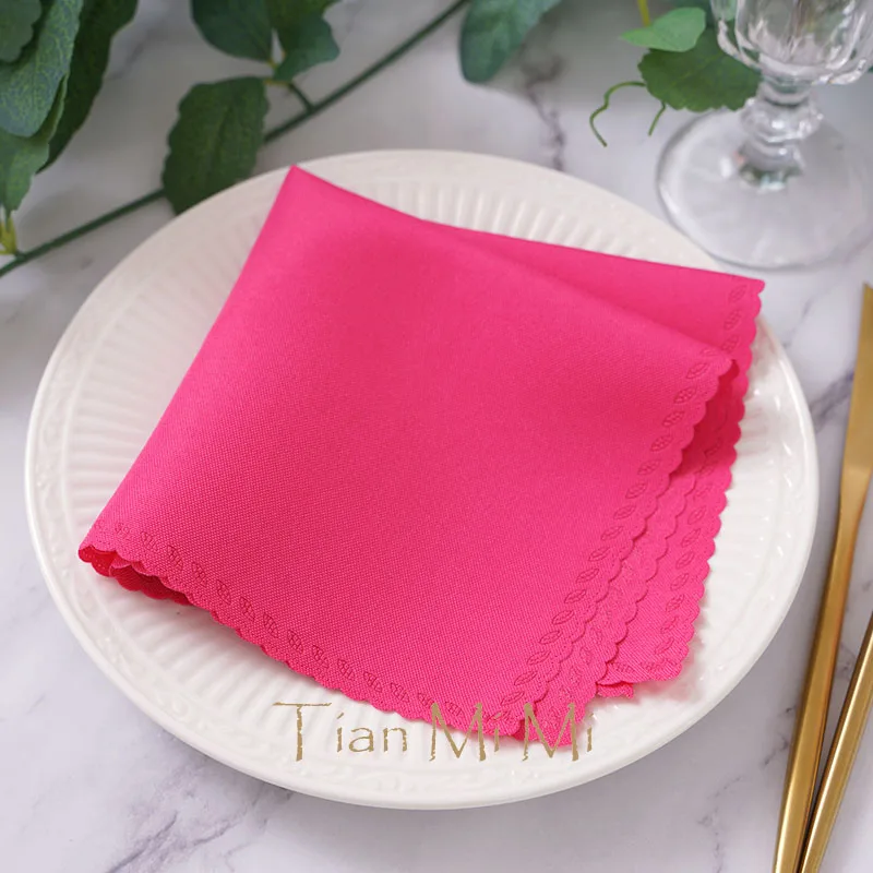 10pcs Napkins Cloth Linen Polyester Diner Handkerchief Hanky for Wedding Party Birthday Banquet Restaurant Supplies 30cm X 30cm