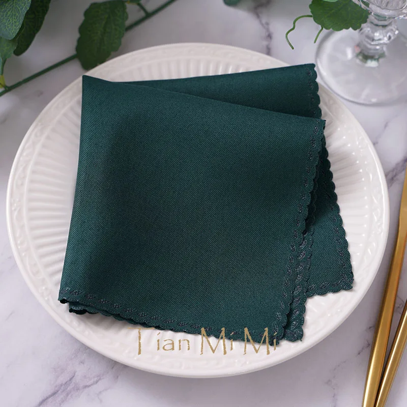 10pcs Napkins Cloth Linen Polyester Diner Handkerchief Hanky for Wedding Party Birthday Banquet Restaurant Supplies 30cm X 30cm