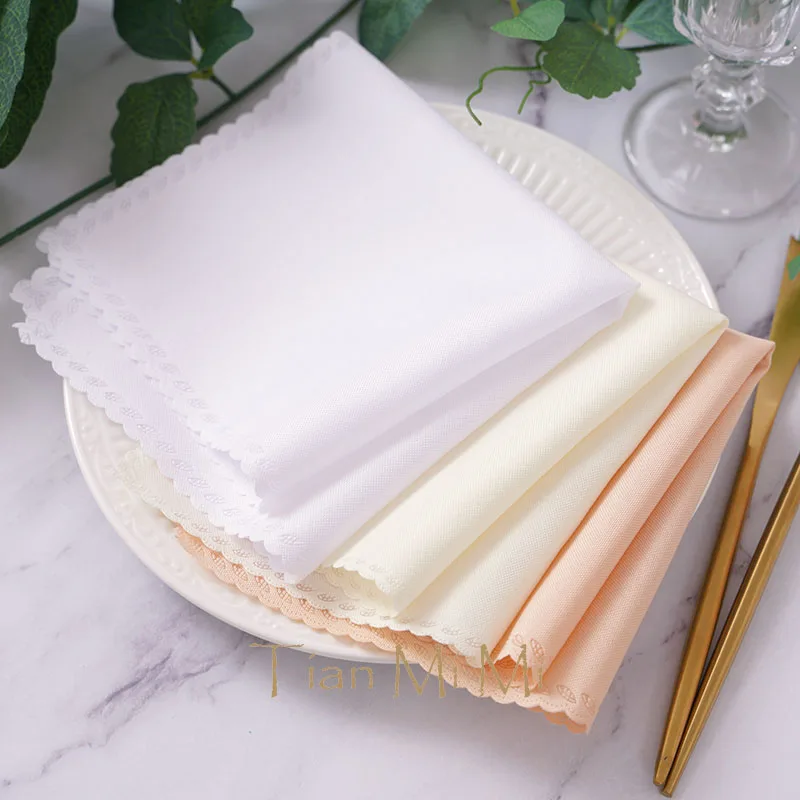 10pcs Napkins Cloth Linen Polyester Diner Handkerchief Hanky for Wedding Party Birthday Banquet Restaurant Supplies 30cm X 30cm