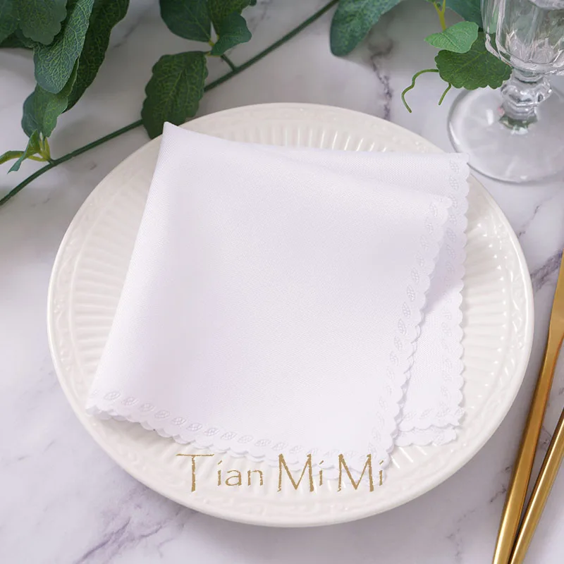 10pcs Napkins Cloth Linen Polyester Diner Handkerchief Hanky for Wedding Party Birthday Banquet Restaurant Supplies 30cm X 30cm
