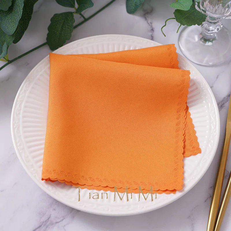 10pcs Napkins Cloth Linen Polyester Diner Handkerchief Hanky for Wedding Party Birthday Banquet Restaurant Supplies 30cm X 30cm