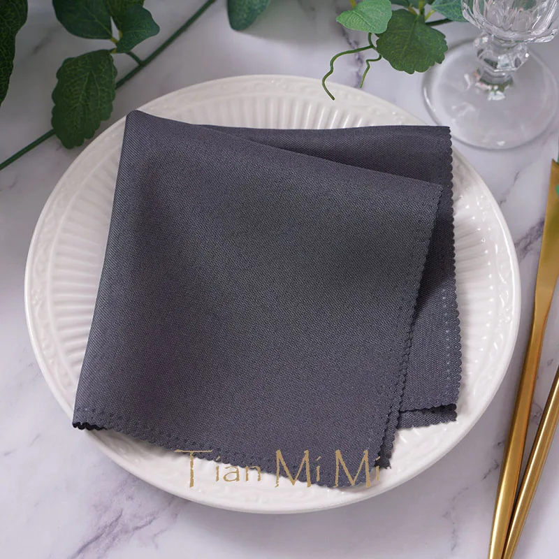 10pcs Napkins Cloth Linen Polyester Diner Handkerchief Hanky for Wedding Party Birthday Banquet Restaurant Supplies 30cm X 30cm
