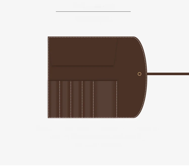 Retro Leather Pen Curtain Simple Pencil Case Roll Up Pen Curtain Makeup Brush Pouch Stationery Storage Bag School Office