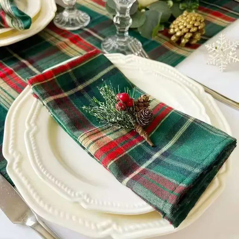 Set of 6/12/24 40x40cm Christmas Decorative Cloth Napkins, Suitable for Restaurant Kitchen Tables, Holiday Party Decorations