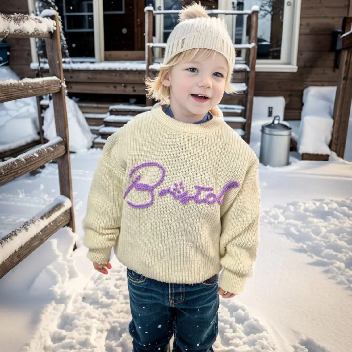 Personalized Baby Sweater handmade thread mixcolor Name Custom Name Sweater Newborn Girl Coming Outfit winter baby girl clothes