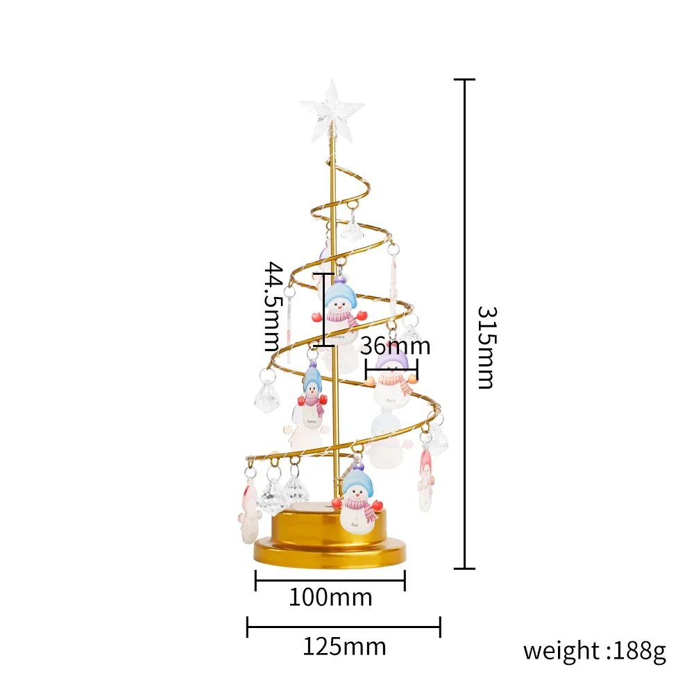 Personalized Family Names LED Christmas Tree Table Lamp Modern Crystal Desk Decor Light Bedroom Custom Charms Christmas Gift