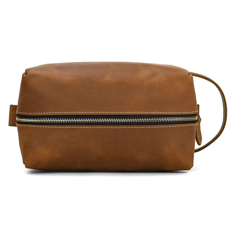 Fashion High Quality Small Travel Bag Crazy Horse Leather Travel Wallet Storage Bag Washing Make Up Bag For Travel toiletry bag