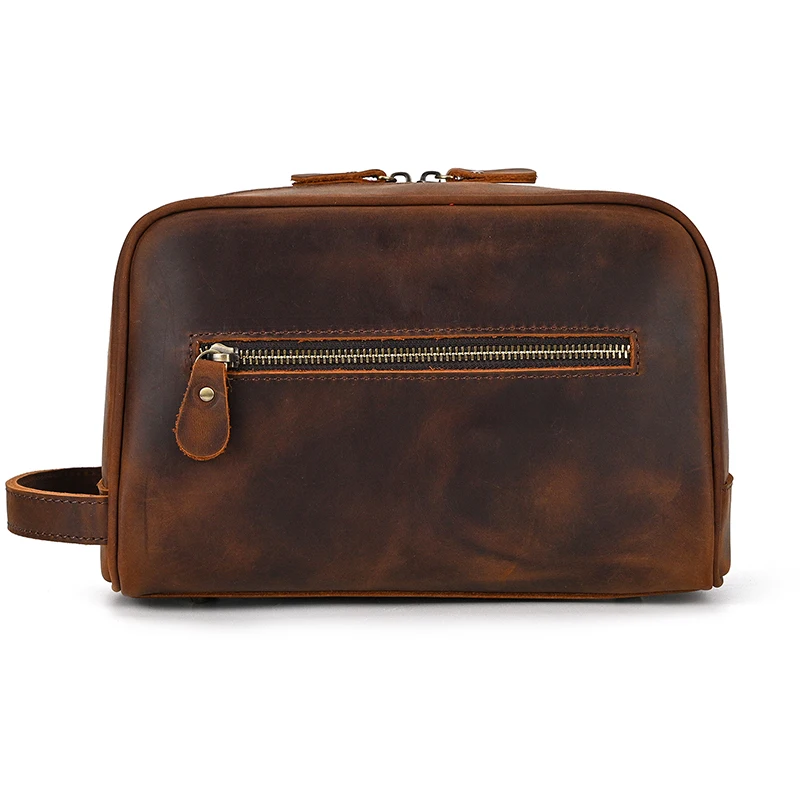 Fashion High Quality Small Travel Bag Crazy Horse Leather Travel Wallet Storage Bag Washing Make Up Bag For Travel toiletry bag