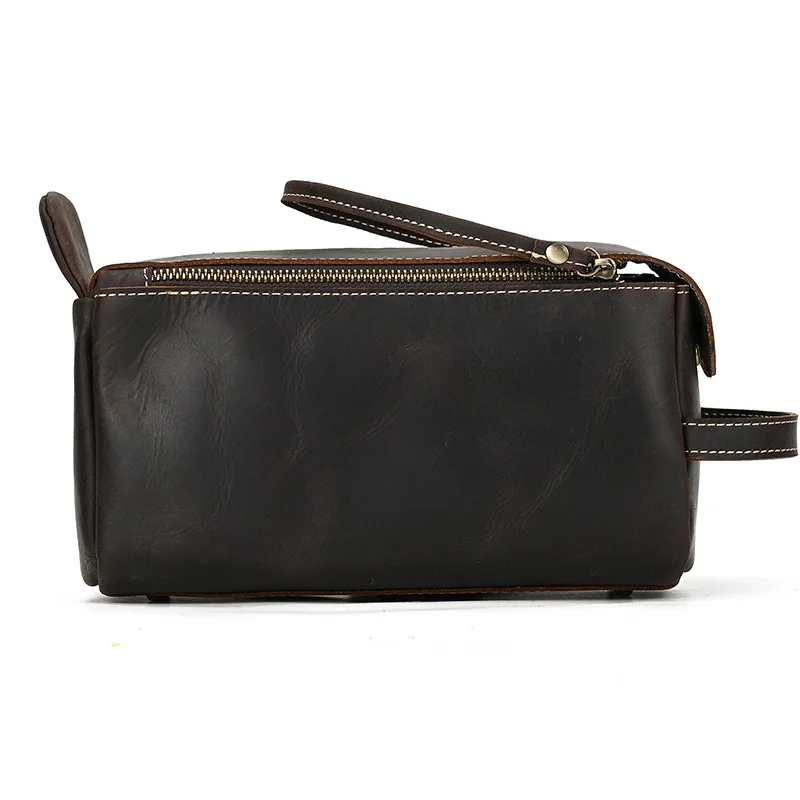 Fashion High Quality Small Travel Bag Crazy Horse Leather Travel Wallet Storage Bag Washing Make Up Bag For Travel toiletry bag
