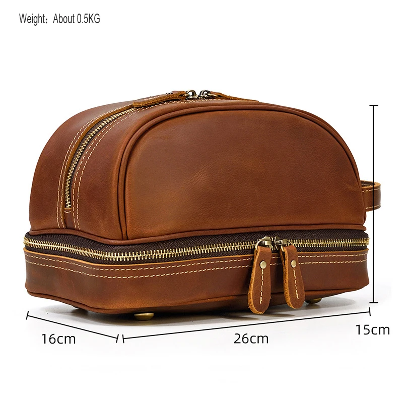 Fashion High Quality Small Travel Bag Crazy Horse Leather Travel Wallet Storage Bag Washing Make Up Bag For Travel toiletry bag