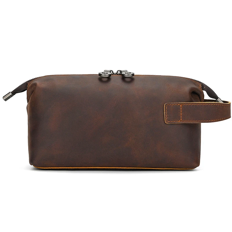 Fashion High Quality Small Travel Bag Crazy Horse Leather Travel Wallet Storage Bag Washing Make Up Bag For Travel toiletry bag