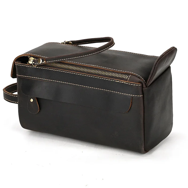Fashion High Quality Small Travel Bag Crazy Horse Leather Travel Wallet Storage Bag Washing Make Up Bag For Travel toiletry bag