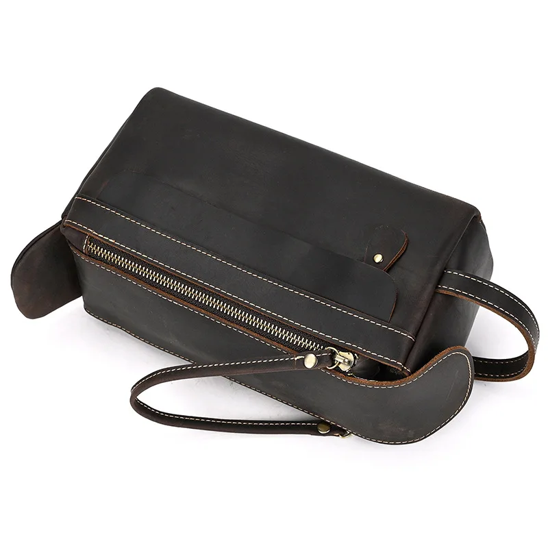 Fashion High Quality Small Travel Bag Crazy Horse Leather Travel Wallet Storage Bag Washing Make Up Bag For Travel toiletry bag
