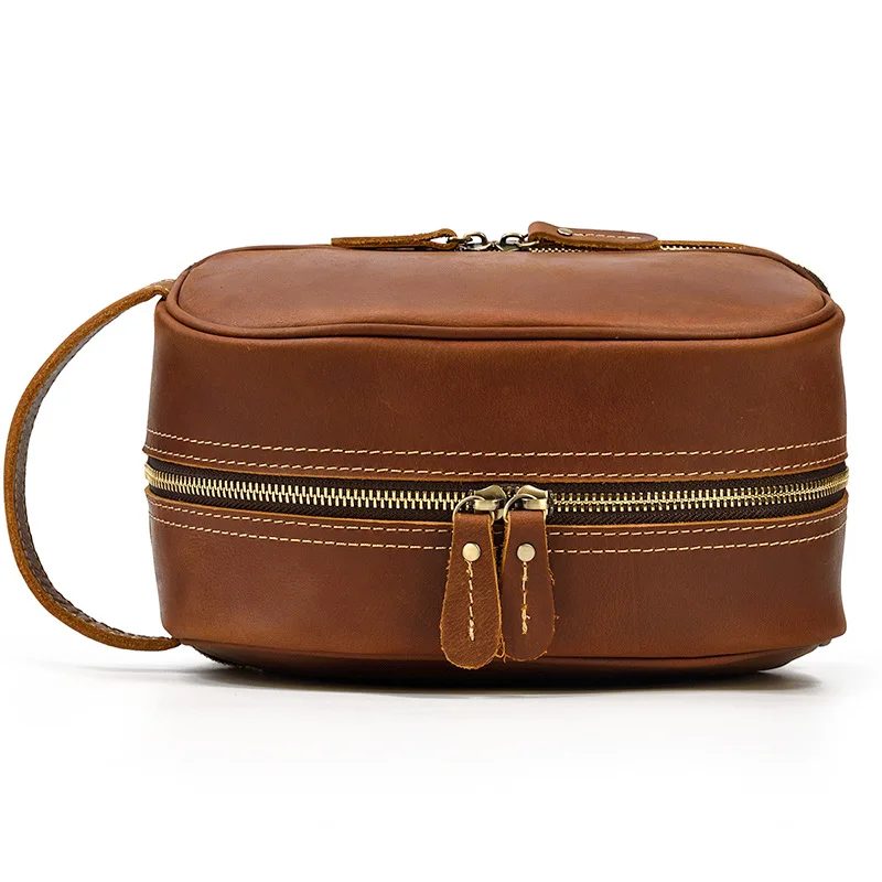 Fashion High Quality Small Travel Bag Crazy Horse Leather Travel Wallet Storage Bag Washing Make Up Bag For Travel toiletry bag