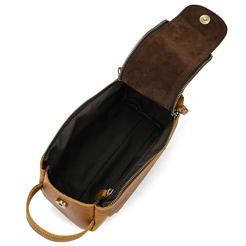 Fashion High Quality Small Travel Bag Crazy Horse Leather Travel Wallet Storage Bag Washing Make Up Bag For Travel toiletry bag