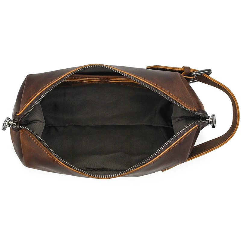 Fashion High Quality Small Travel Bag Crazy Horse Leather Travel Wallet Storage Bag Washing Make Up Bag For Travel toiletry bag