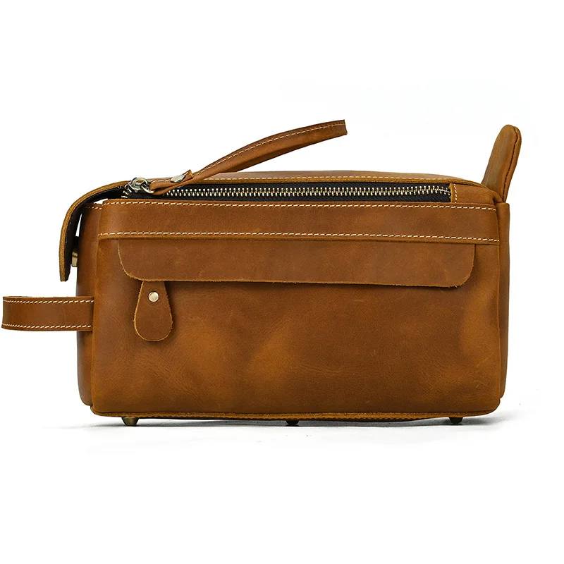 Fashion High Quality Small Travel Bag Crazy Horse Leather Travel Wallet Storage Bag Washing Make Up Bag For Travel toiletry bag